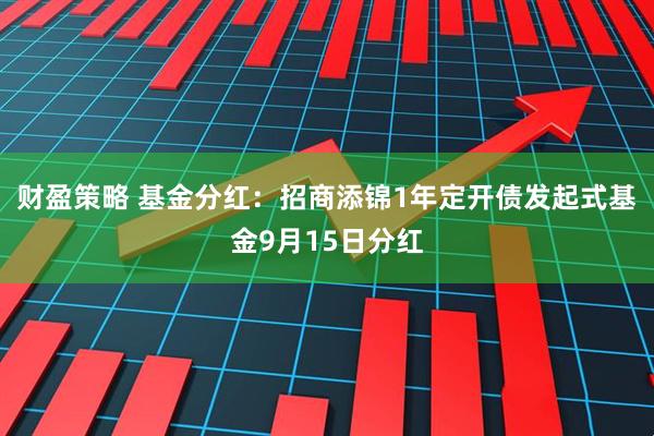 财盈策略 基金分红：招商添锦1年定开债发起式基金9月15日分红