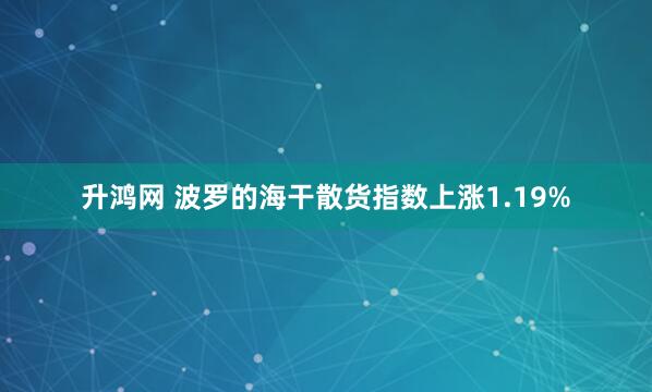 升鸿网 波罗的海干散货指数上涨1.19%